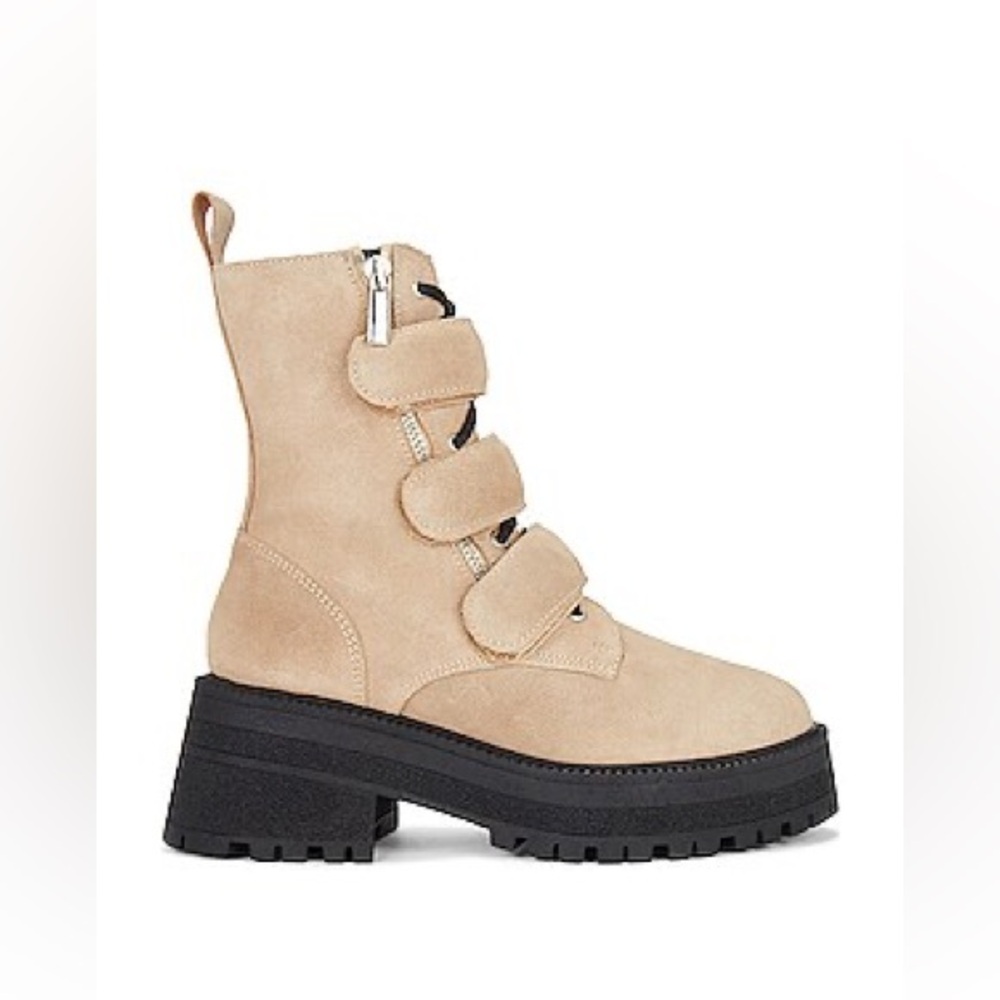 Free People Tan and Black High-Top Boots